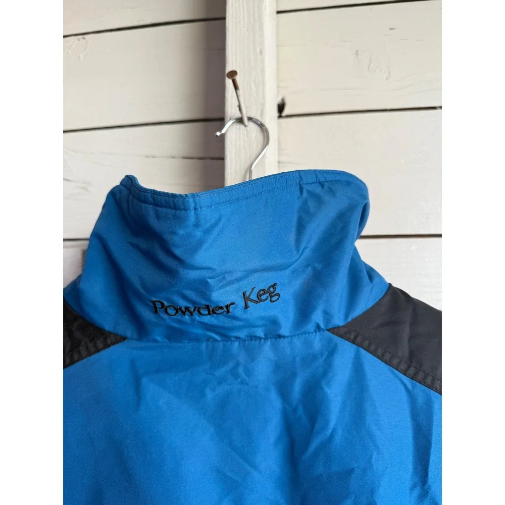 Columbia Powder Keg Vintage Ski Jacket Mens Large Tall Blue Black Radial Sleeve